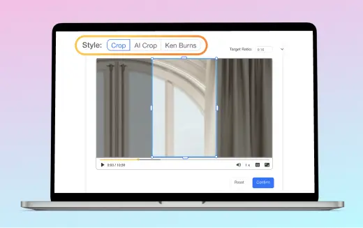 Feature showing video cropping tool in Visla